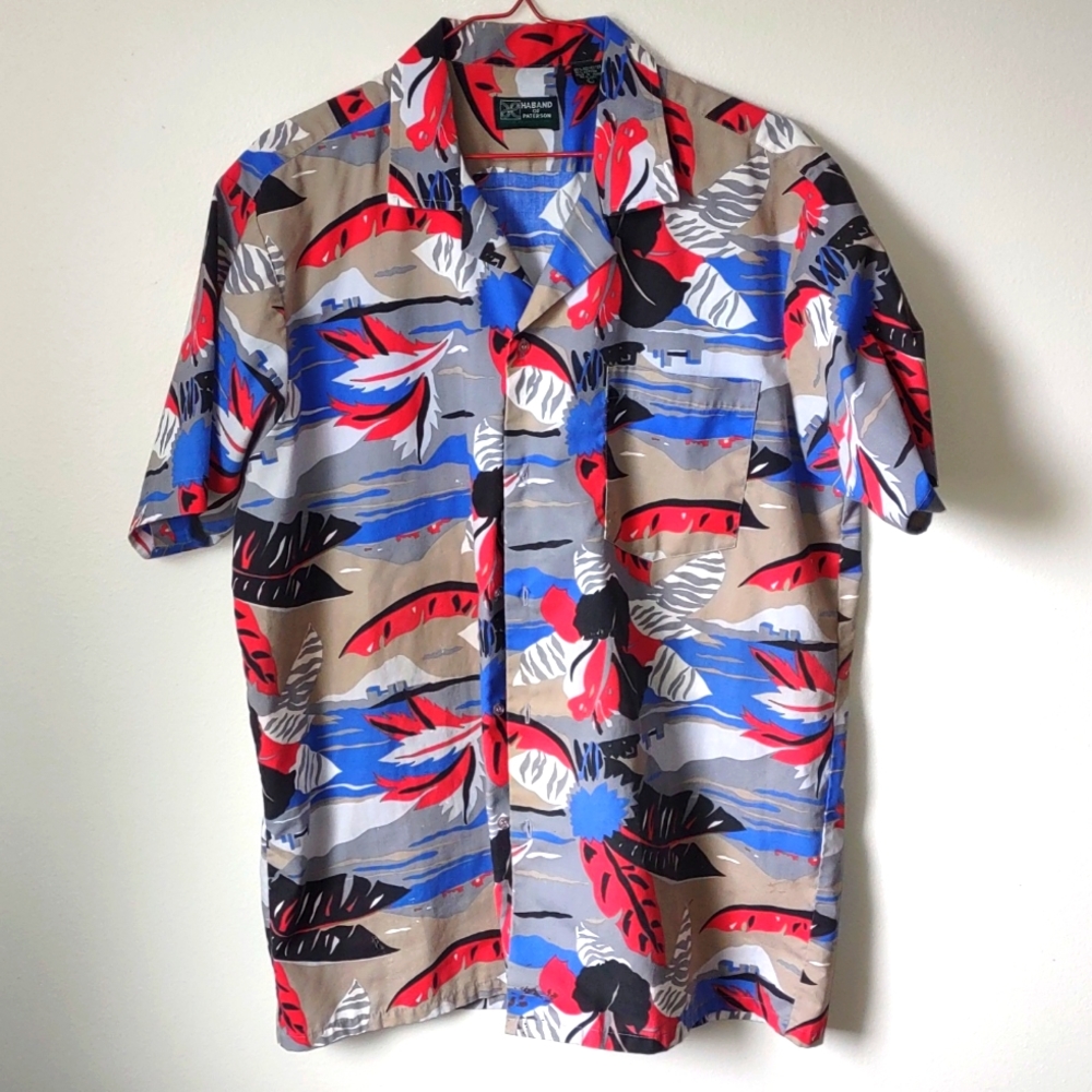Haband Of Patterson Large Hawaiian Aloha Shirt Short Sleeve Button Down